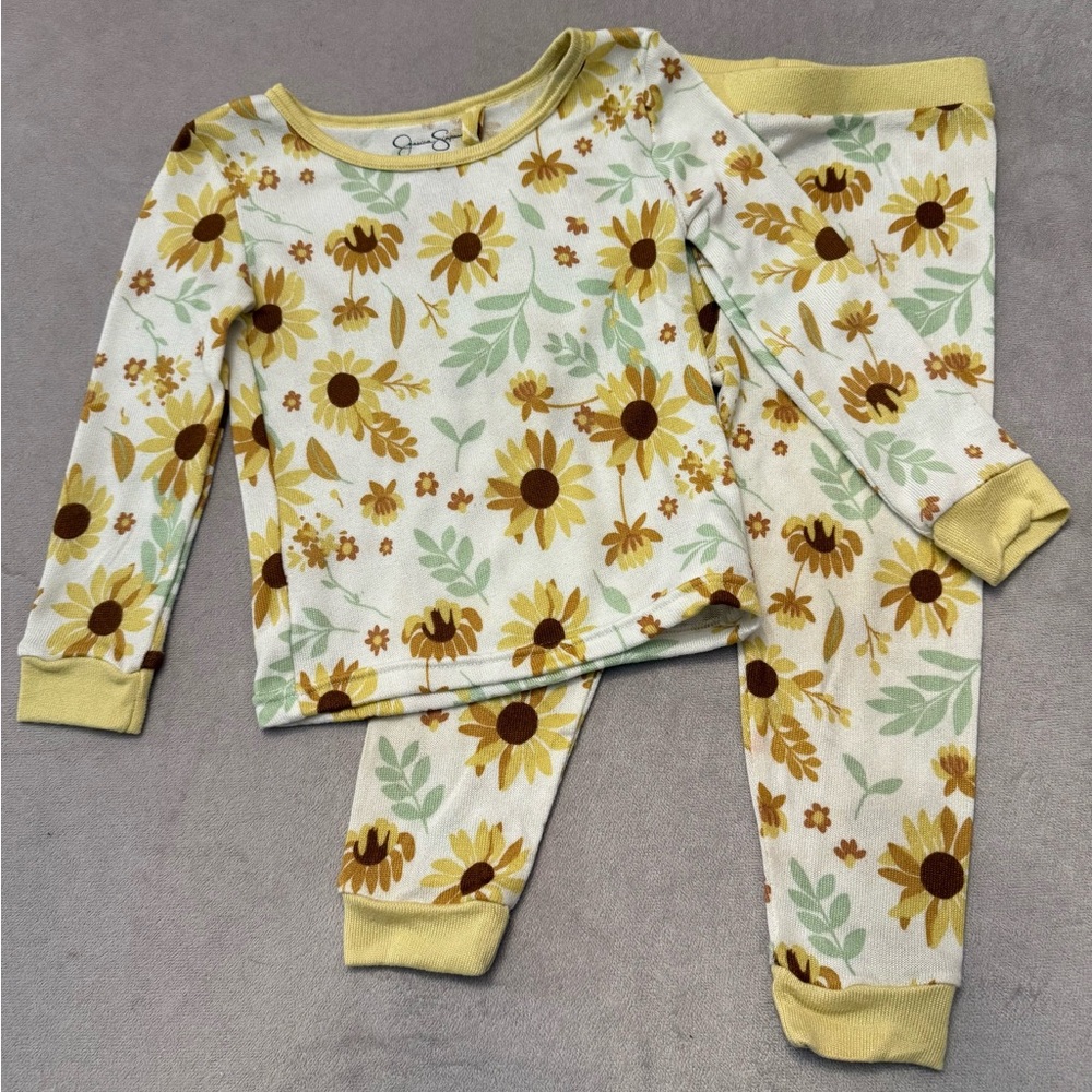 Jessica Simpson 2Pc Pajama Set 3T Sunflower Girls Sleepwear Floral Spring Easter
